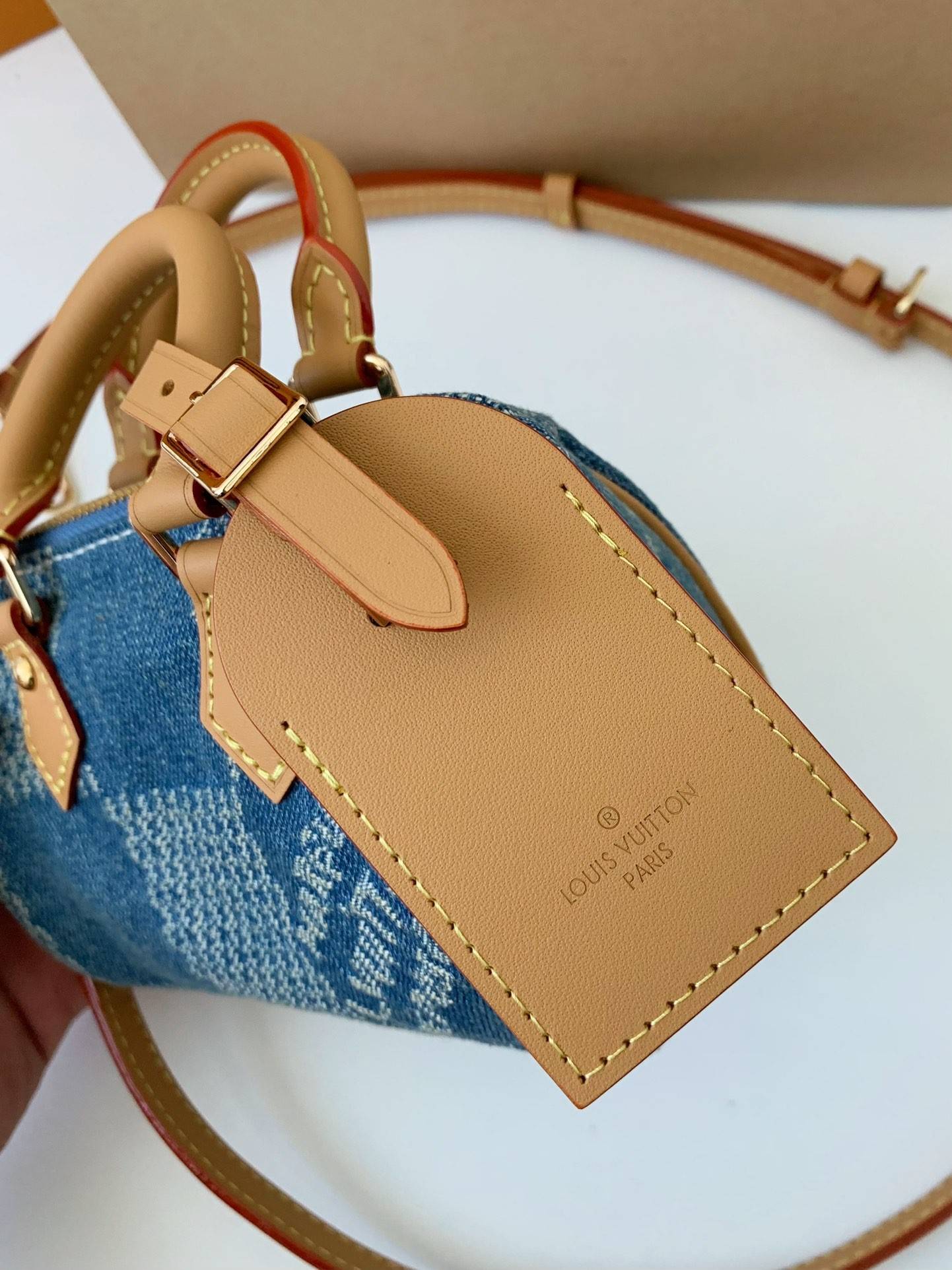L*V The new SPEEDY 18bandouli ère tannin denim handbag N40682 Size:18*12*10cm