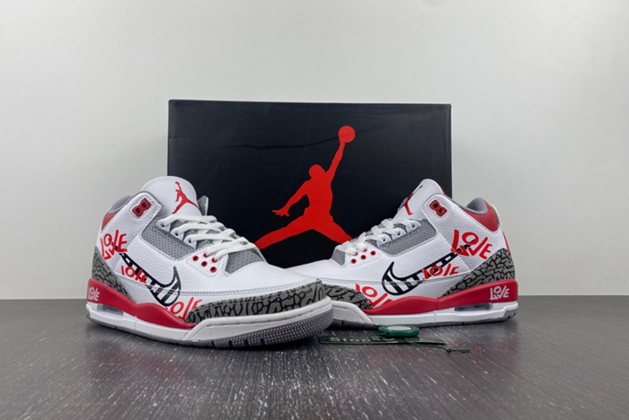 Air Jordan 3 GS White Gray Red Seal Hook Korean DN3707-160