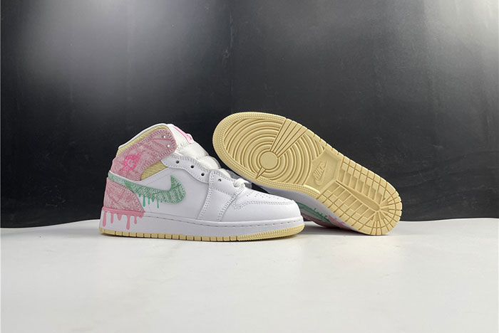 Air Jordan 1 Mid GS "Paint Drip" DD1666-100