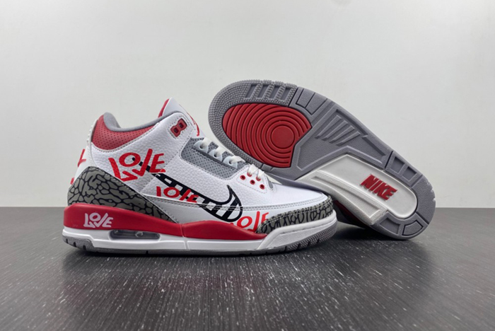 Air Jordan 3 GS White Gray Red Seal Hook Korean DN3707-160