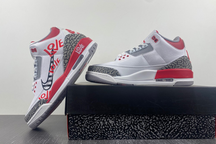 Air Jordan 3 GS White Gray Red Seal Hook Korean DN3707-160