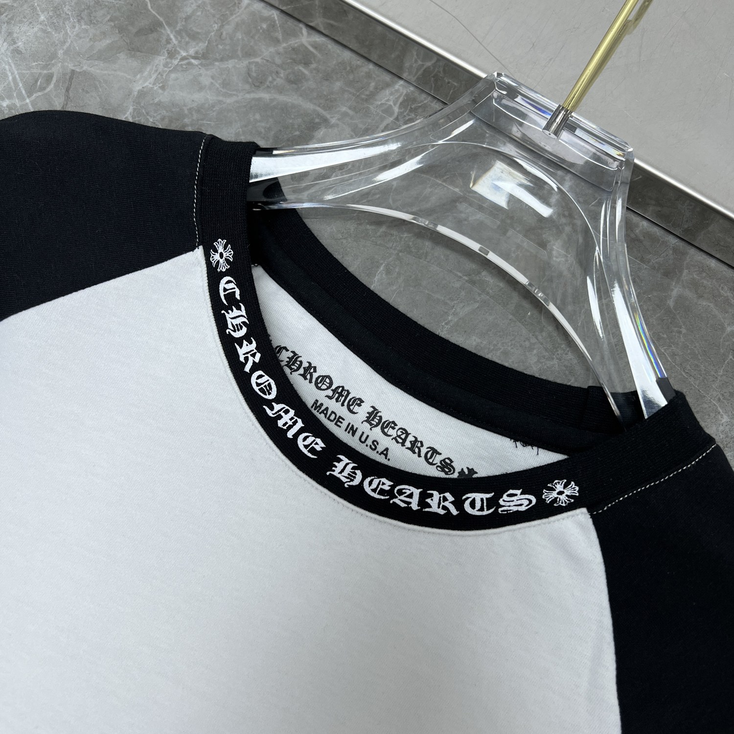 Chrome Hearts Unisex CH Raglan Sleeve Long-Sleeve T-Shirt - Round Neck, BlACK/White