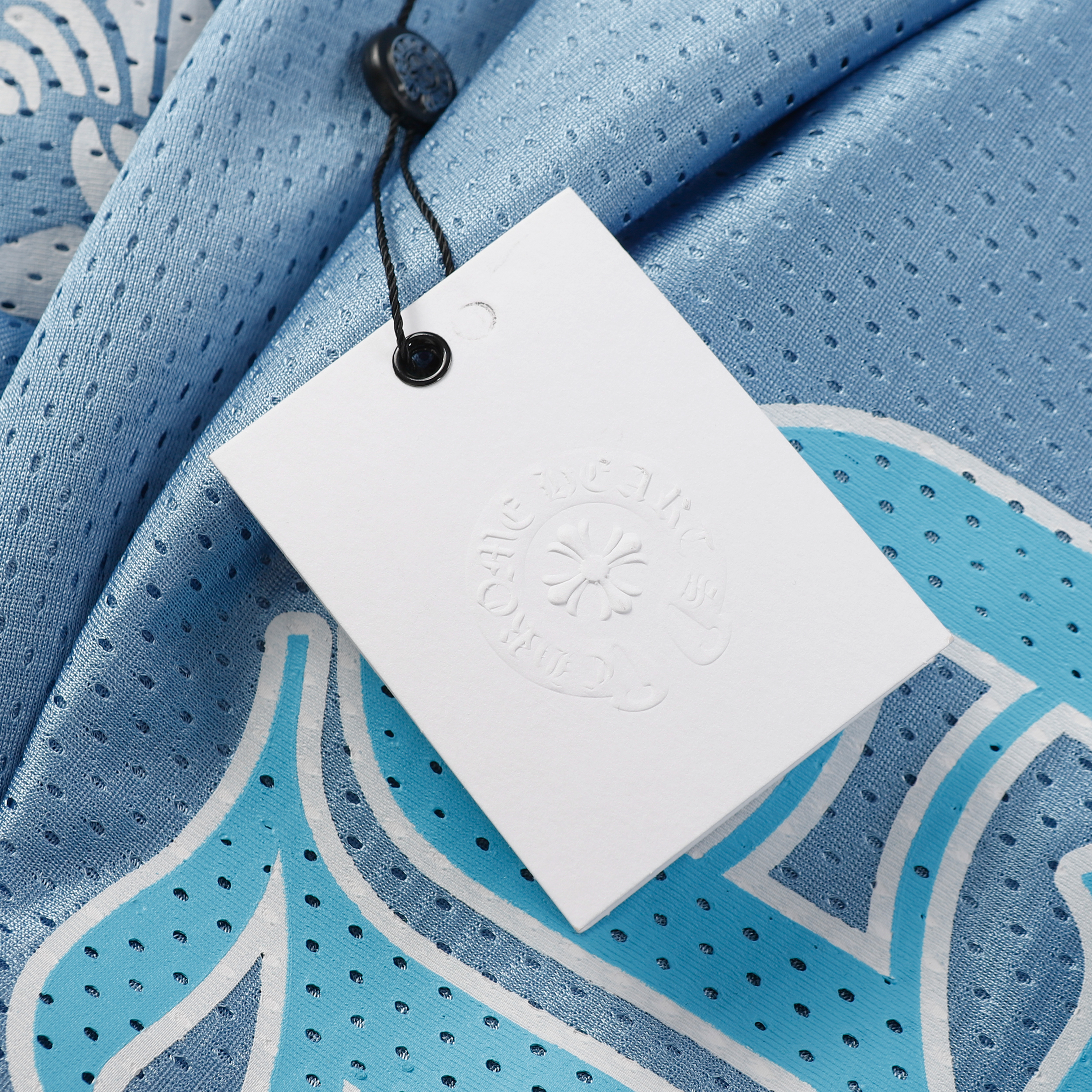 Chrome Hearts Ice Hockey Collection Silver-Plated Floral Sleeve Long Sleeve T-Shirt - Unisex Light Blue