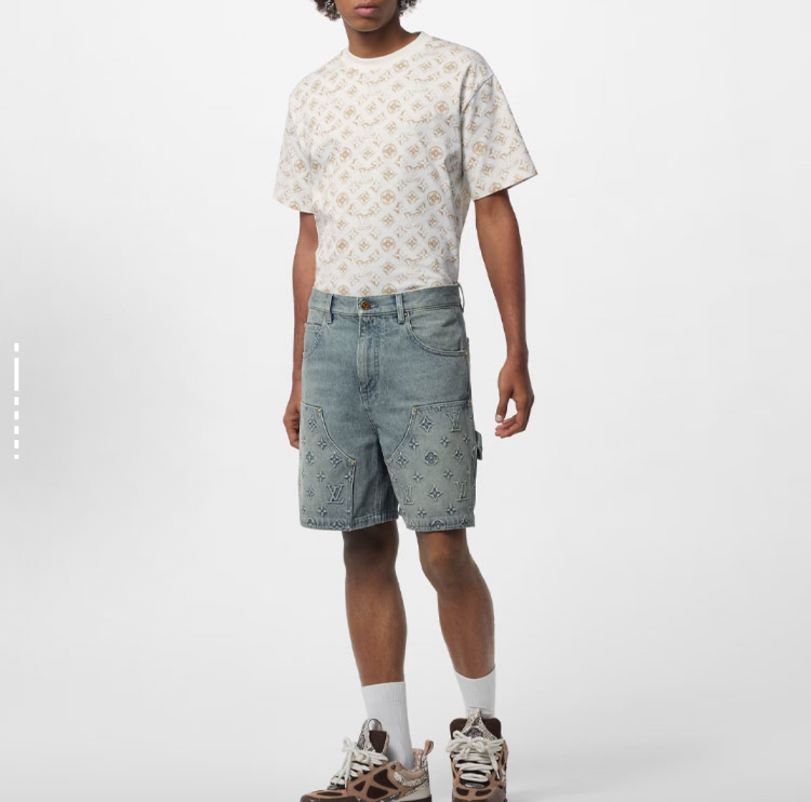 LOUIS VUITTON FW23 Brand Logo Embossed Zip Mid-Rise Cargo Shorts - Men